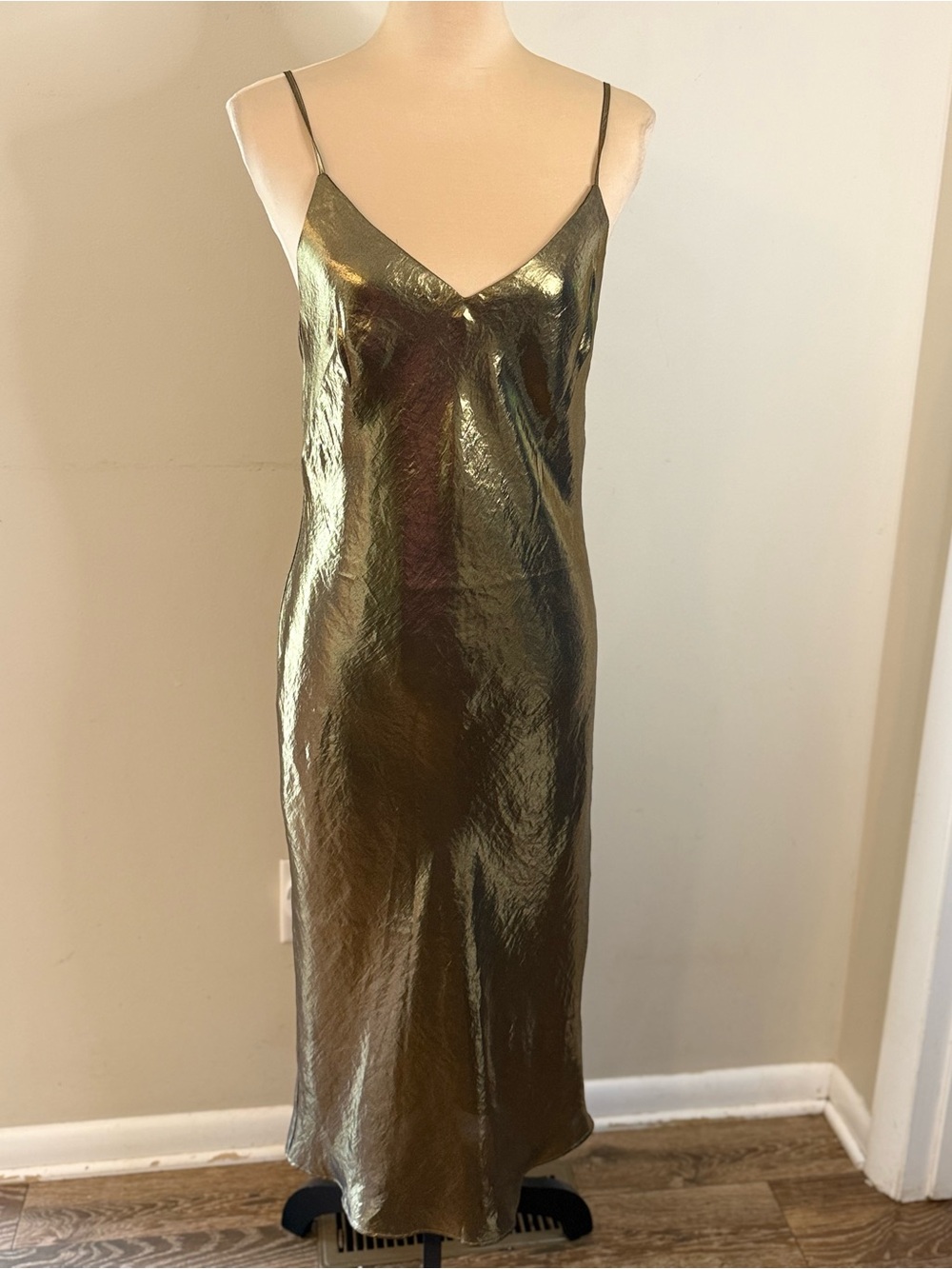Express metallic gold sleeveless bodycon maxi dress SZ SM